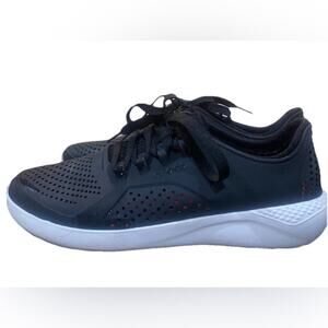 Crocs LiteRide Pacer Shoes Men’s 9 Black Lace Up Comfort Water Pool Sneakers